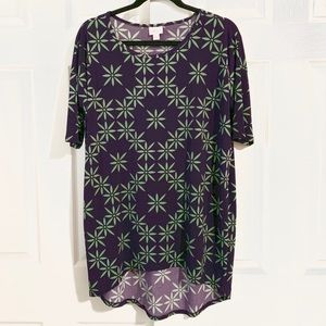 Lula roe women’s blouse Irma sz XS navy blue green